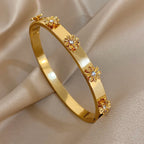 The Signature Floral Inlay Rhinestone Cuff