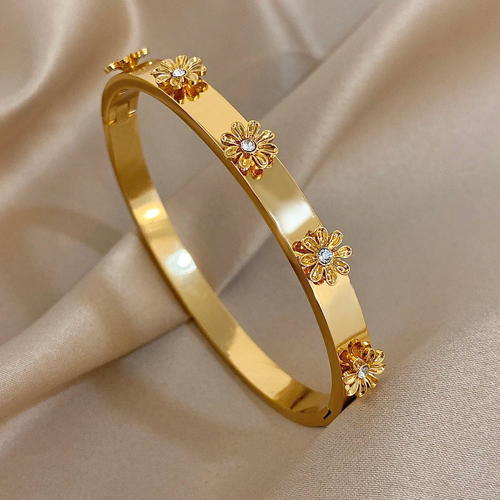 The Signature Floral Inlay Rhinestone Cuff