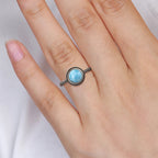 The Signature Solid 925 Silver Larimar Stone Ring