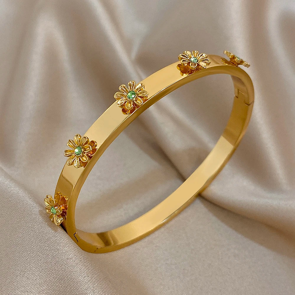 The Signature Floral Inlay Rhinestone Cuff