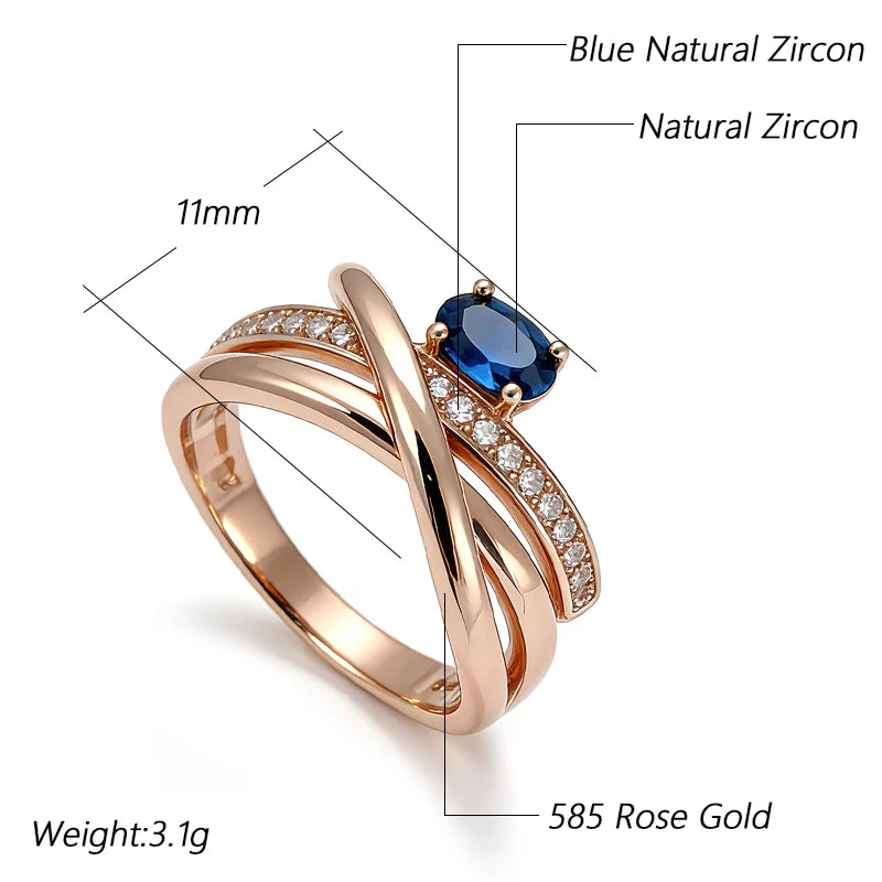 The Signature 585 Rose Gold Blue Zircon Cross Ring