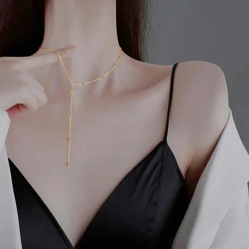 The Signature Gold Double-Layered Tassel Necklace