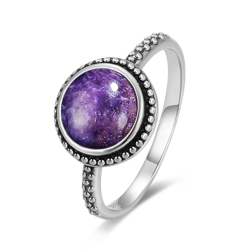 The Signature Solid 925 Silver Larimar Stone Ring