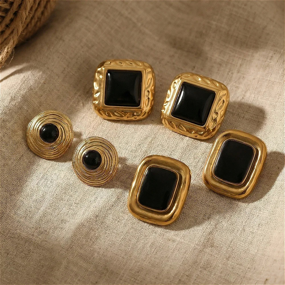 The 18k Chunky Vintage Stone Studs