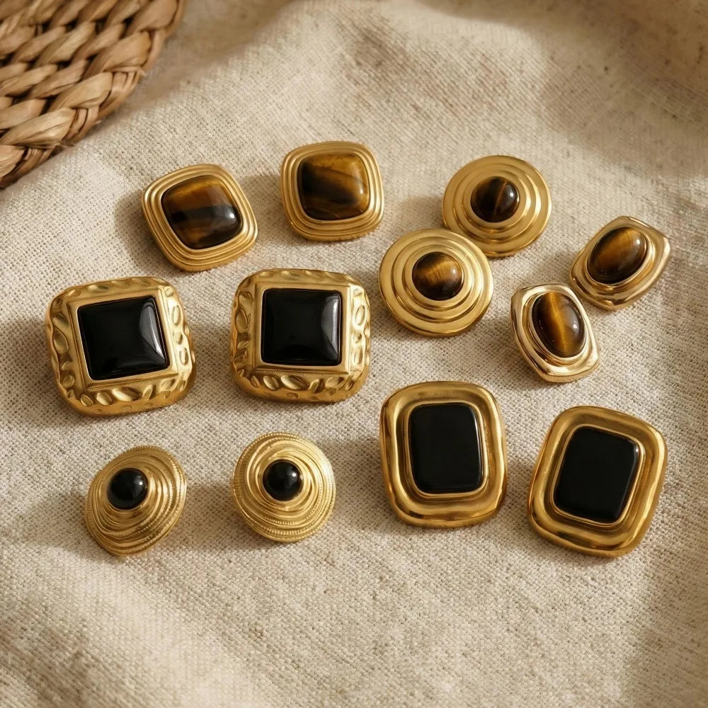 The 18k Chunky Vintage Stone Studs