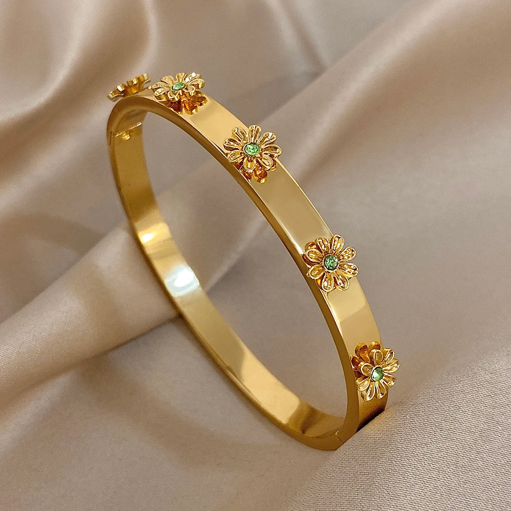 The Signature Floral Inlay Rhinestone Cuff