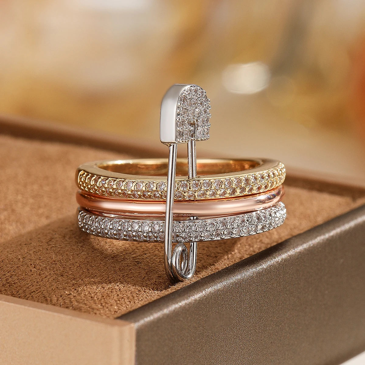 The Signature Triple-Stacked Paperclip Ring