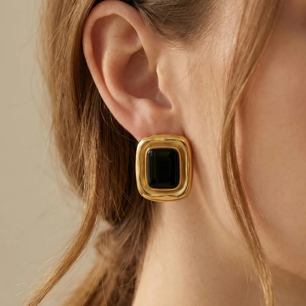 The 18k Chunky Vintage Stone Studs