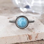 The Signature Solid 925 Silver Larimar Stone Ring