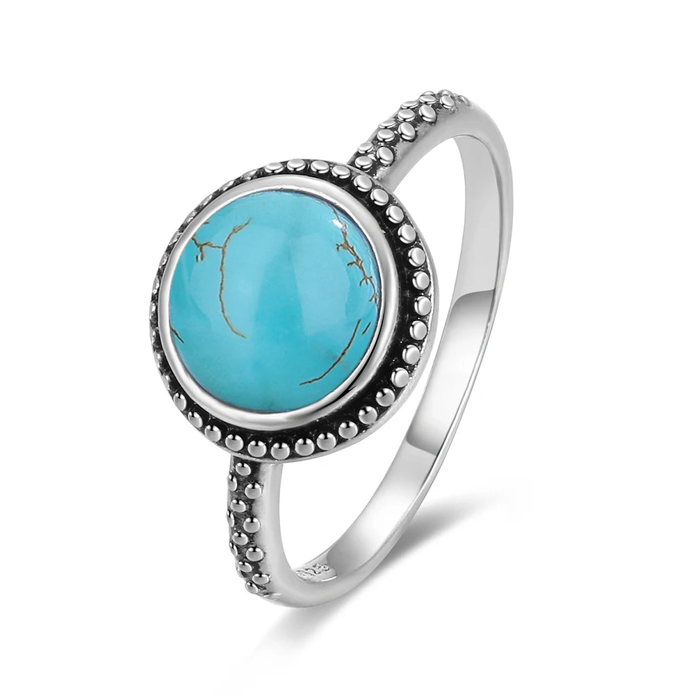 The Signature Solid 925 Silver Larimar Stone Ring