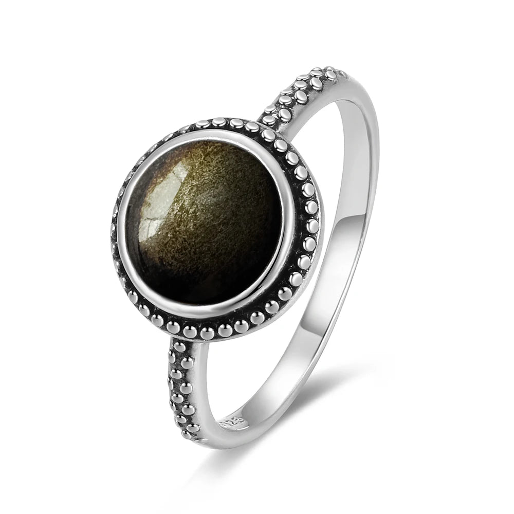 The Signature Solid 925 Silver Larimar Stone Ring