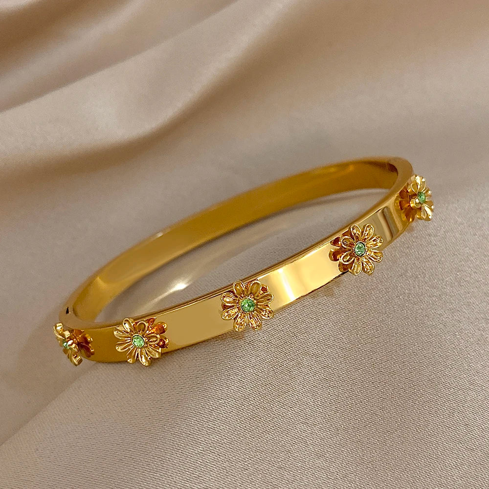The Signature Floral Inlay Rhinestone Cuff