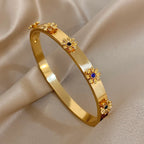 The Signature Floral Inlay Rhinestone Cuff