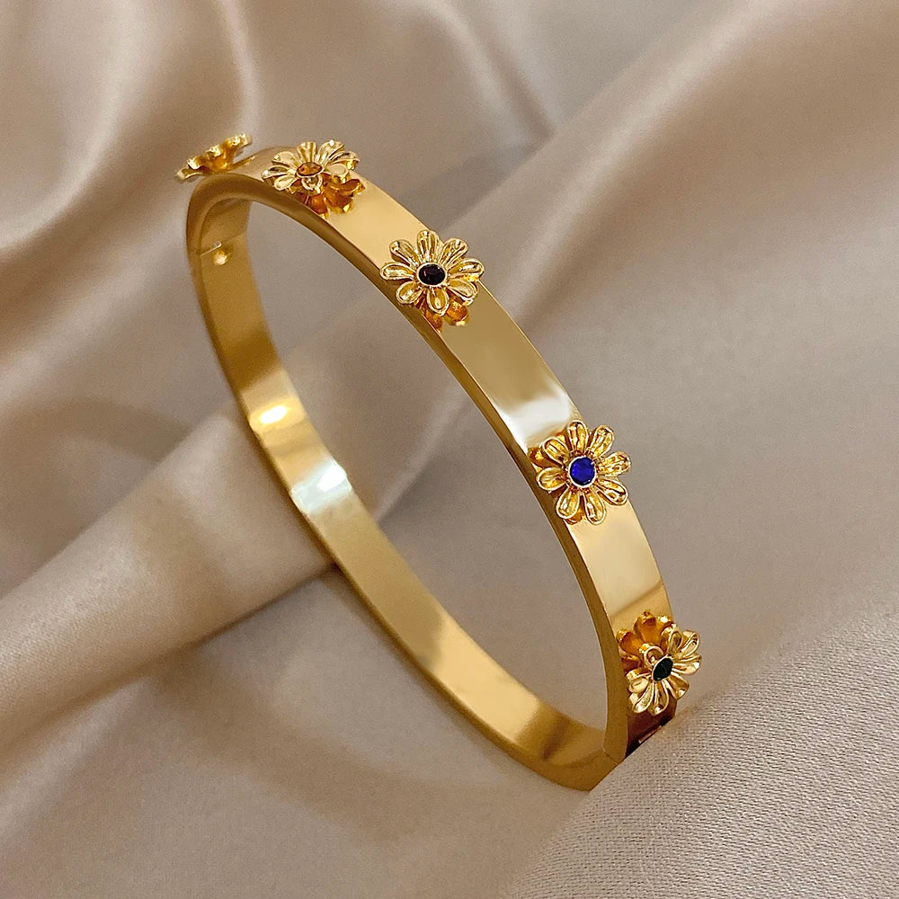 The Signature Floral Inlay Rhinestone Cuff