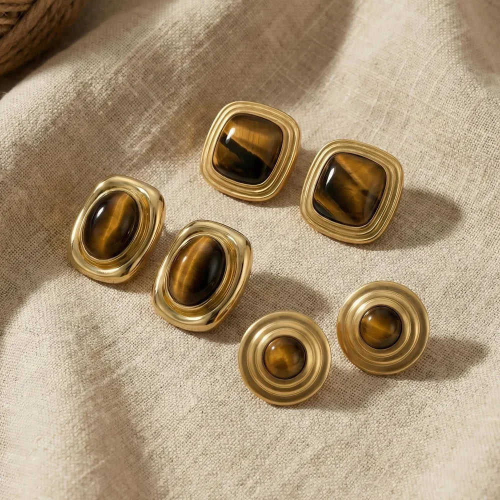 The 18k Chunky Vintage Stone Studs