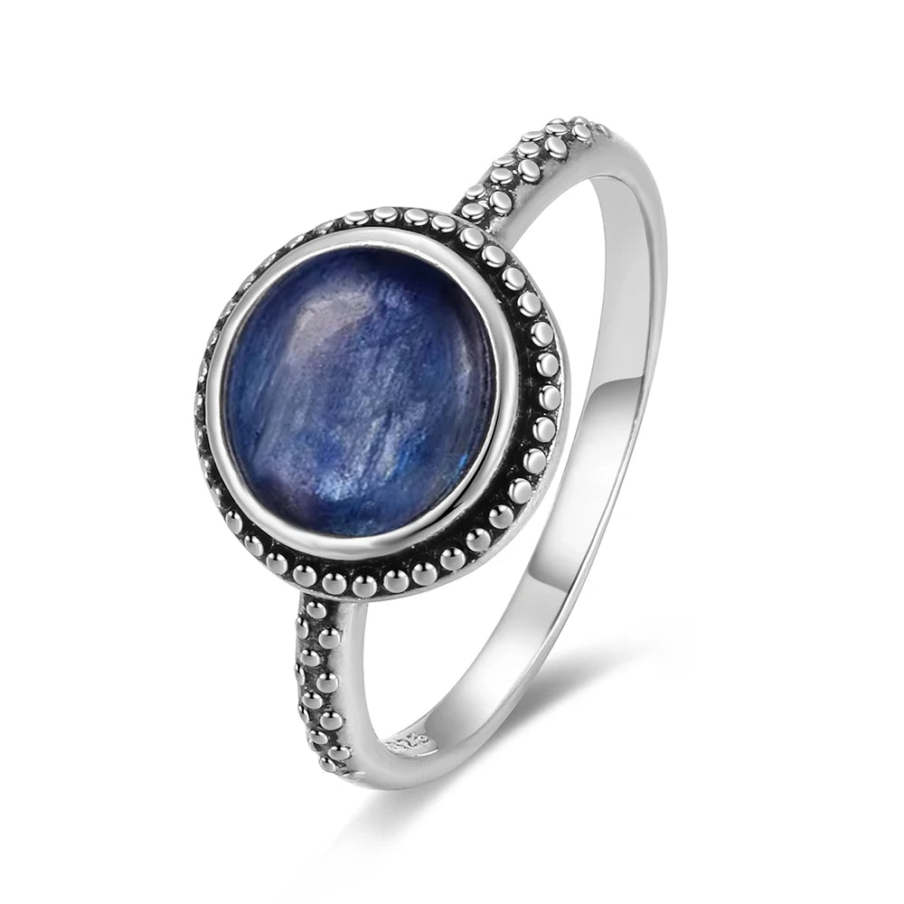 The Signature Solid 925 Silver Larimar Stone Ring